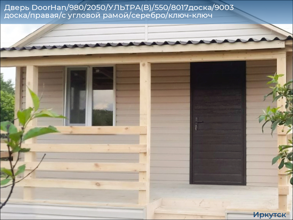 Дверь DoorHan/980/2050/УЛЬТРА(B)/550/8017доска/9003 доска/правая/с угловой рамой/серебро/ключ-ключ, irkutsk.doorhan.ru